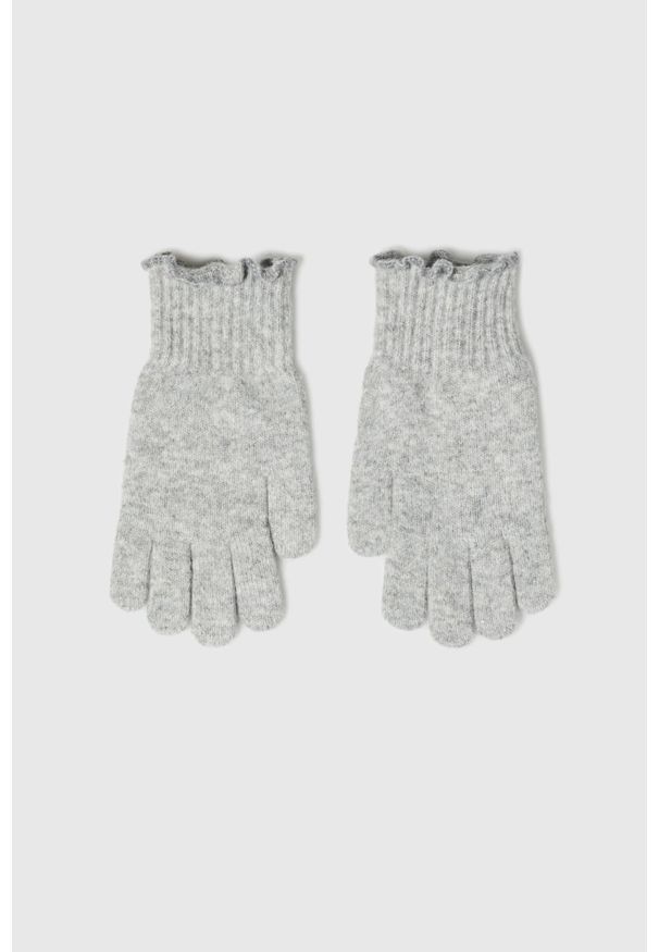 MOODO - Rękawiczki szare. Kolor: szary. Materiał: poliester, poliamid, akryl, wełna, wiskoza