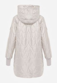 Born2be - Jasnoszara Pikowana Kurtka Przejściowa z Kapturem i Bocznymi Suwakami Mado. Okazja: na co dzień. Typ kołnierza: kaptur. Kolor: szary. Materiał: poliester, jeans. Styl: casual, klasyczny #4