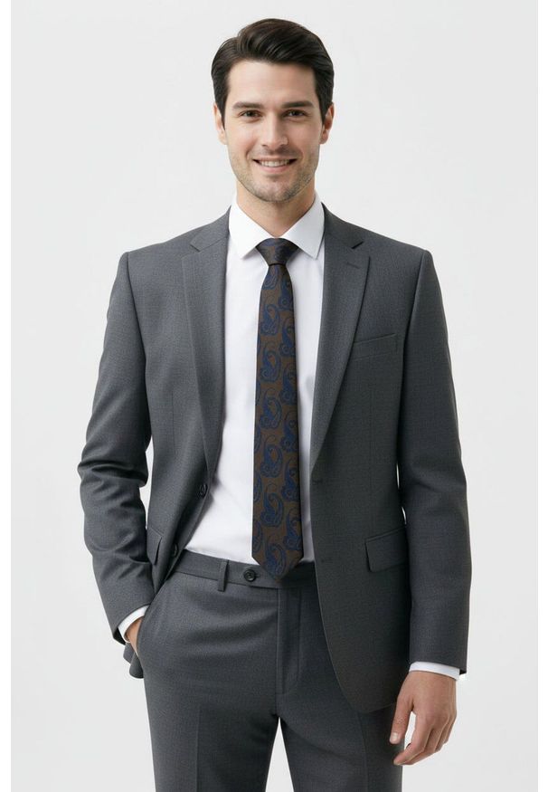 Krawat Męski - Angelo di Monti - Brąz, Paisley. Kolor: brązowy, beżowy, wielokolorowy. Materiał: tkanina. Wzór: paisley. Styl: wizytowy, elegancki