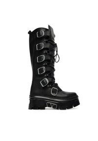 NEW ROCK Kozaki M-WALL272-S1 Czarny. Kolor: czarny. Materiał: skóra. Styl: rockowy #1