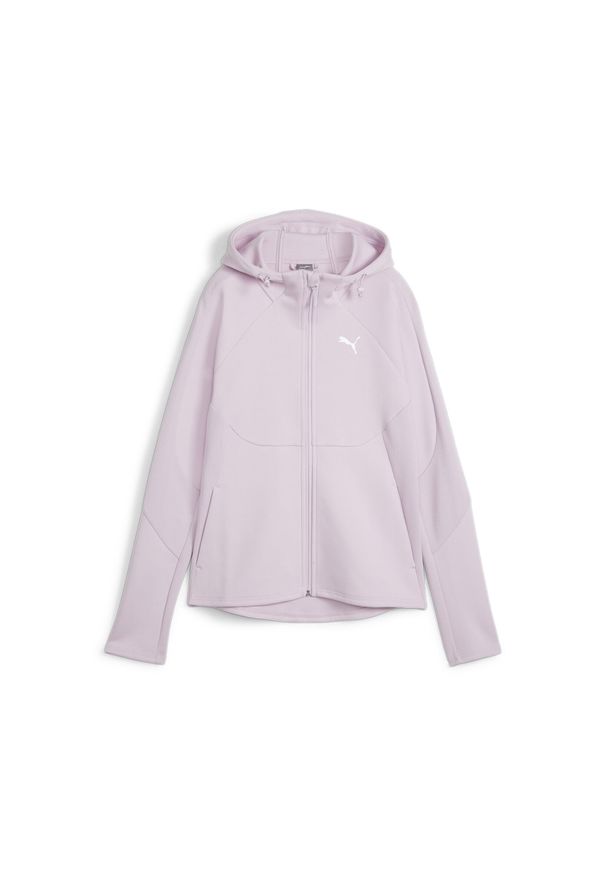 Puma - Damska rozpinana bluza EVOSTRIPE z kapturem PUMA Grape Mist Purple. Typ kołnierza: kaptur. Kolor: fioletowy. Materiał: polar. Sezon: zima