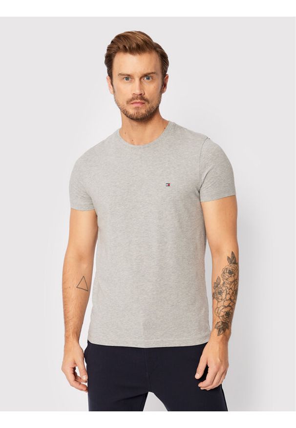 TOMMY HILFIGER - Tommy Hilfiger T-Shirt Core Stretch MW0MW27539 Szary Slim Fit. Kolor: szary. Materiał: bawełna