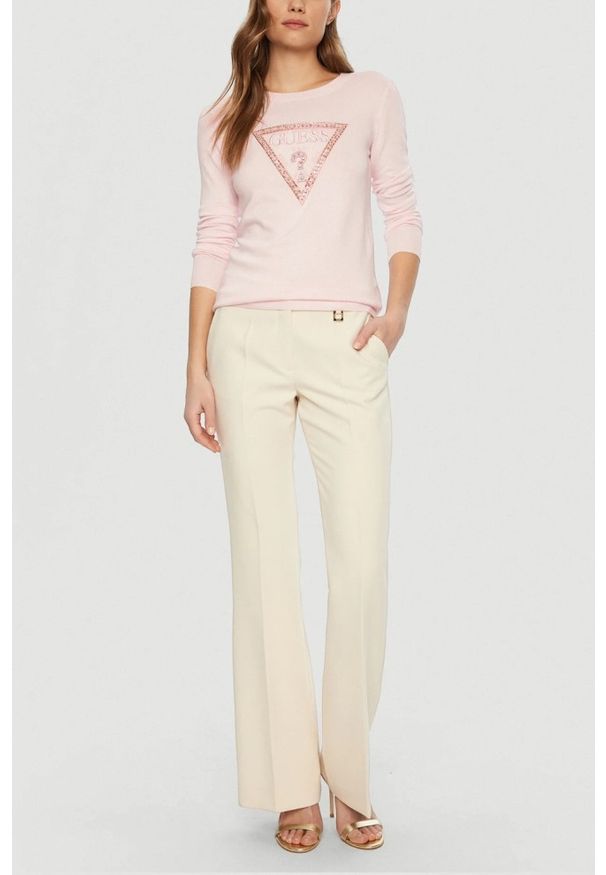 Guess - GUESS Różowy damski sweter Ivory, Rozmiar L. Kolor: różowy