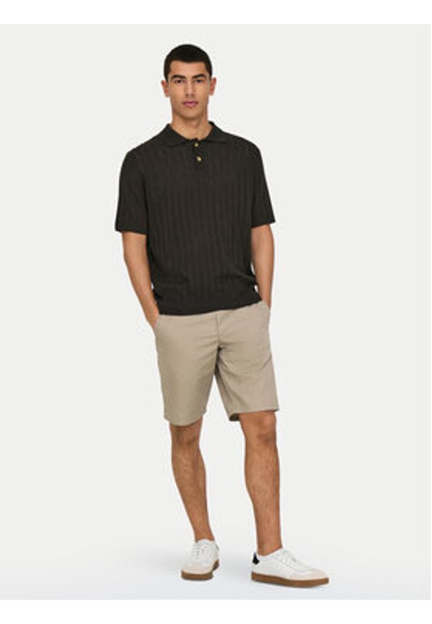 Only & Sons Polo Kent 22033463 Brązowy Regular Fit. Typ kołnierza: polo, kołnierzyk klasyczny. Kolor: brązowy. Materiał: bawełna