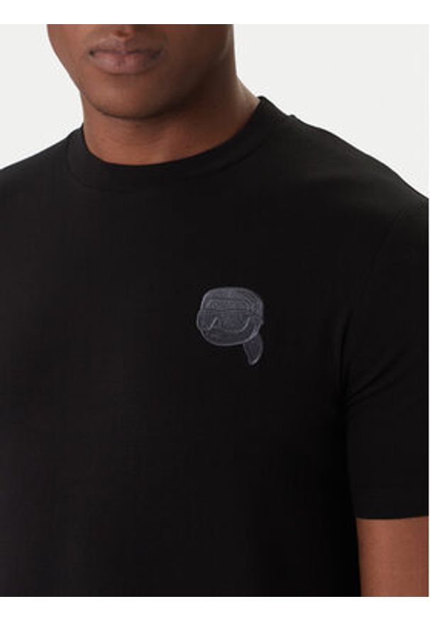 Karl Lagerfeld - KARL LAGERFELD T-Shirt 755023 561235 Czarny Regular Fit. Typ kołnierza: dekolt w karo. Kolor: czarny. Materiał: bawełna