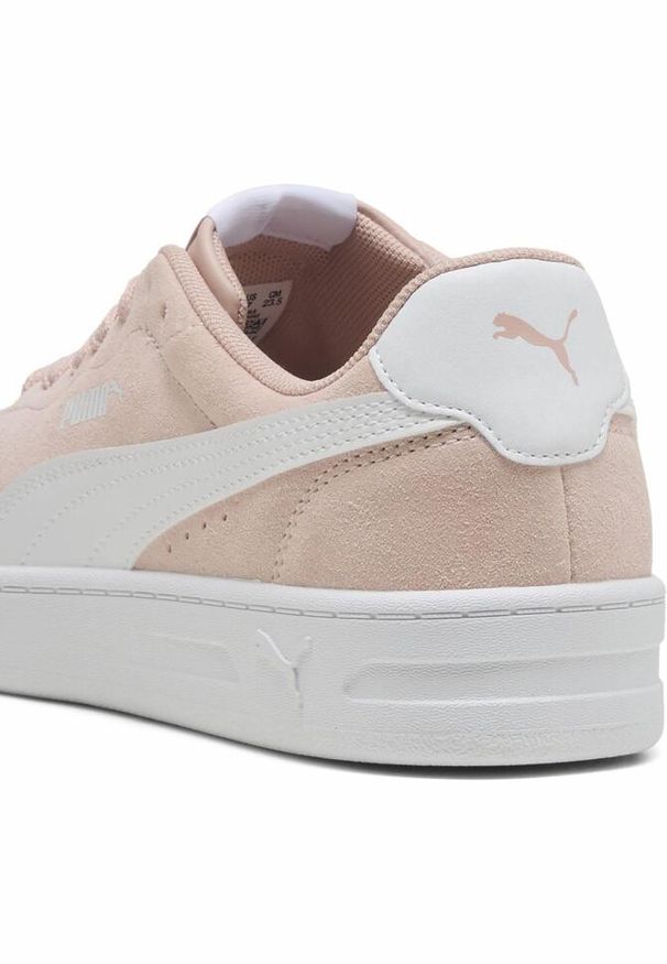 Puma - Damskie sneakersy Court Lally z zamszu PUMA Rose Quartz White Pink. Okazja: na randkę, na spotkanie biznesowe. Kolor: biały, różowy, wielokolorowy. Materiał: zamsz