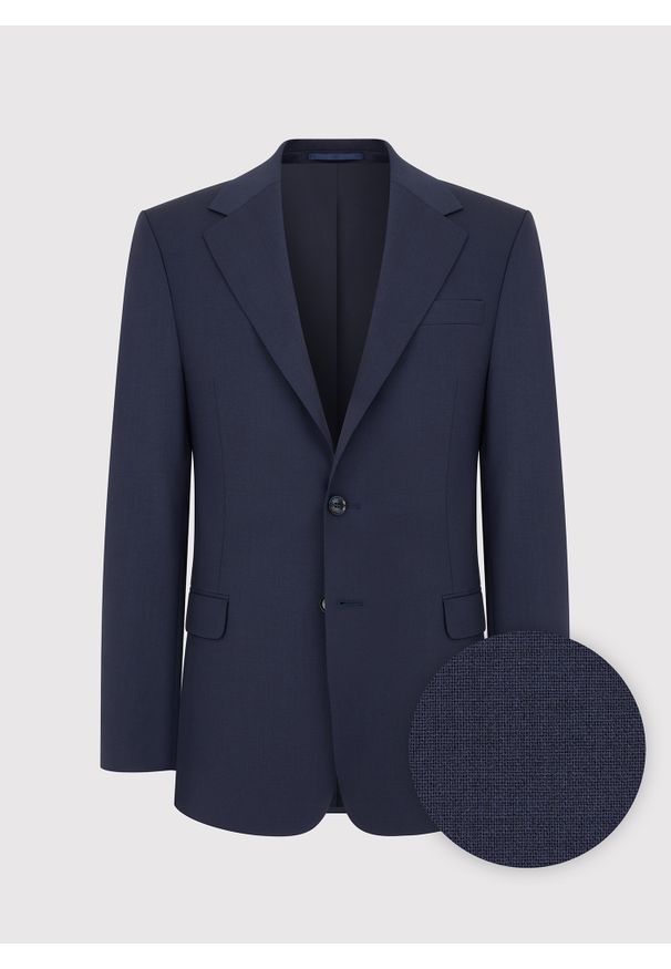 Pako Lorente - PAKO LORENTE – Wełniana marynarka garniturowa w kolorze granatowym. Okazja: na spotkanie biznesowe. Kolor: niebieski. Materiał: wełna. Wzór: gładki. Styl: biznesowy