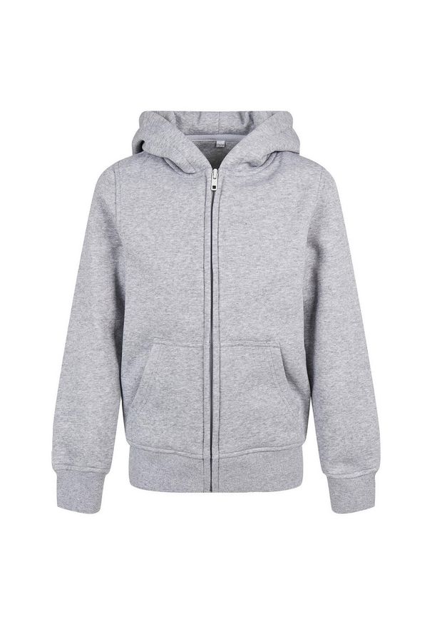 BUILD YOUR BRAND - Bluza Dziecięca Basic Organic Z Pełnym Zamkiem Błyskawicznym. Kolor: szary