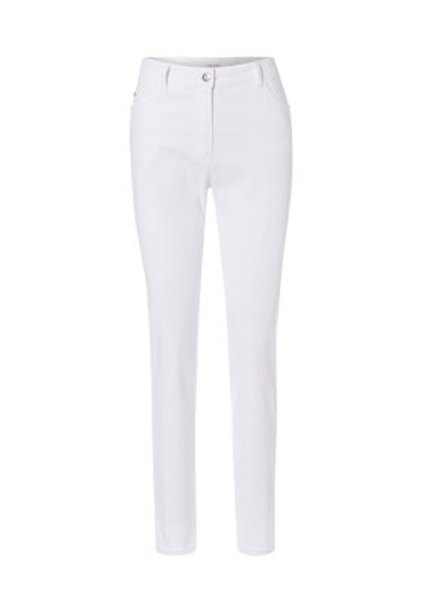 Olsen Spodnie materiałowe Mona 14000620 Biały Slim Fit. Kolor: biały. Materiał: bawełna, syntetyk