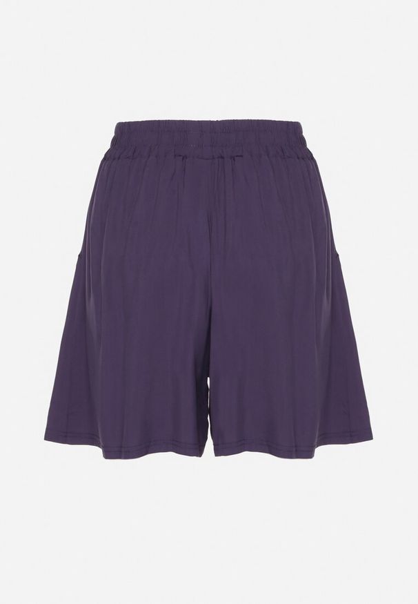 Born2be - Granatowe Bawełniane Szorty z Wysokim Stanem i Wiązaniem Zenmio. Stan: podwyższony. Kolor: niebieski. Materiał: bawełna. Sezon: lato. Styl: elegancki, sportowy