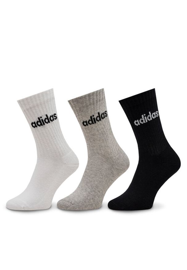 Adidas - adidas Skarpety wysokie unisex Linear Crew Cushioned Socks 3 Pairs IC1302 Szary. Kolor: szary