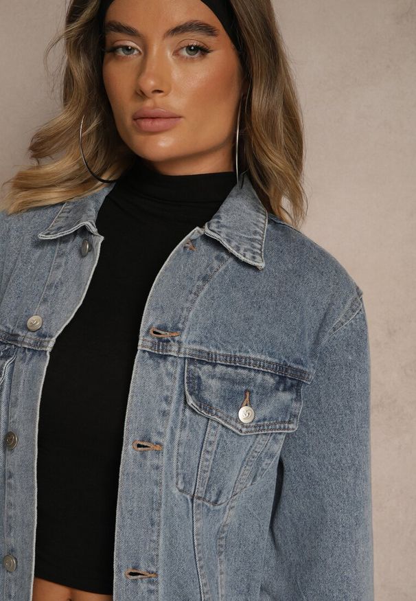 Renee - Niebieska Kurtka Jeansowa o Casualowym Fasonie Belissen. Okazja: na co dzień. Kolor: niebieski. Materiał: jeans. Styl: casual, boho