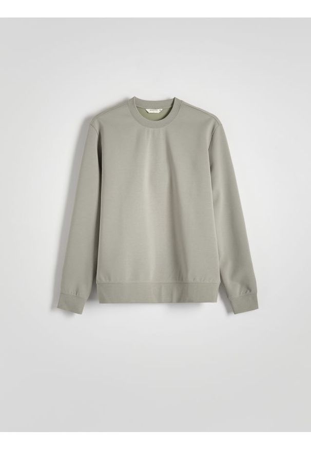 Reserved - Gładka bluza z bawełną - jasnozielony. Kolor: zielony. Materiał: bawełna. Wzór: gładki