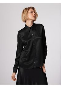 Simple Koszula KOD502-01 Czarny Relaxed Fit. Kolor: czarny. Materiał: wiskoza
