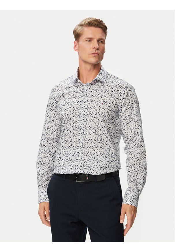 TOMMY HILFIGER - Tommy Hilfiger Koszula MW0MW43753 Biały Slim Fit. Kolor: biały. Materiał: bawełna