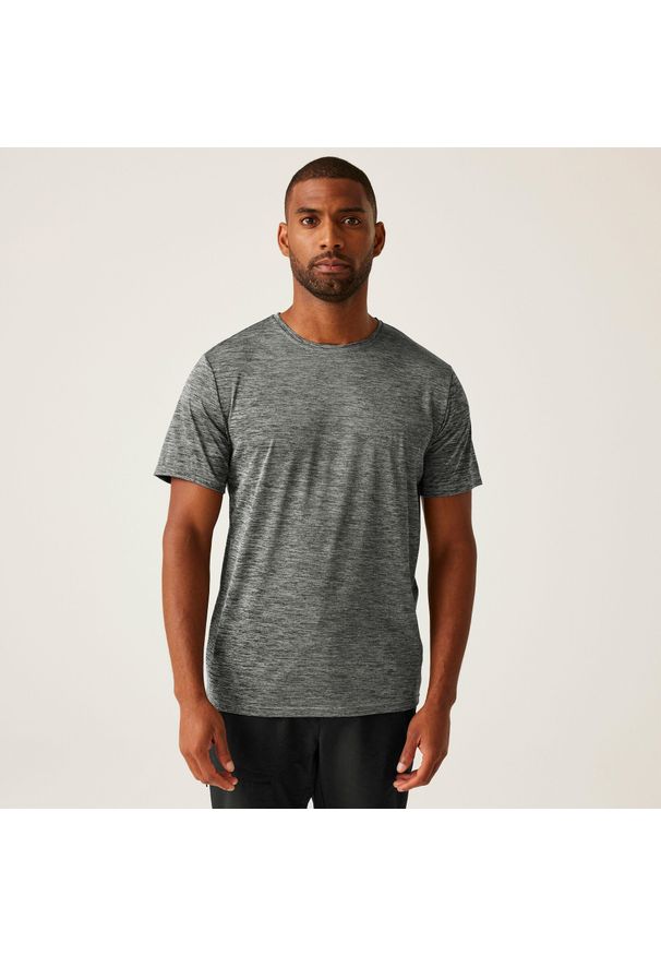 Regatta - Męska koszulka turystyczna z krótkim rękawem Fingal Edition. Kolor: niebieski, szary, wielokolorowy. Długość rękawa: krótki rękaw. Długość: krótkie. Sport: turystyka piesza