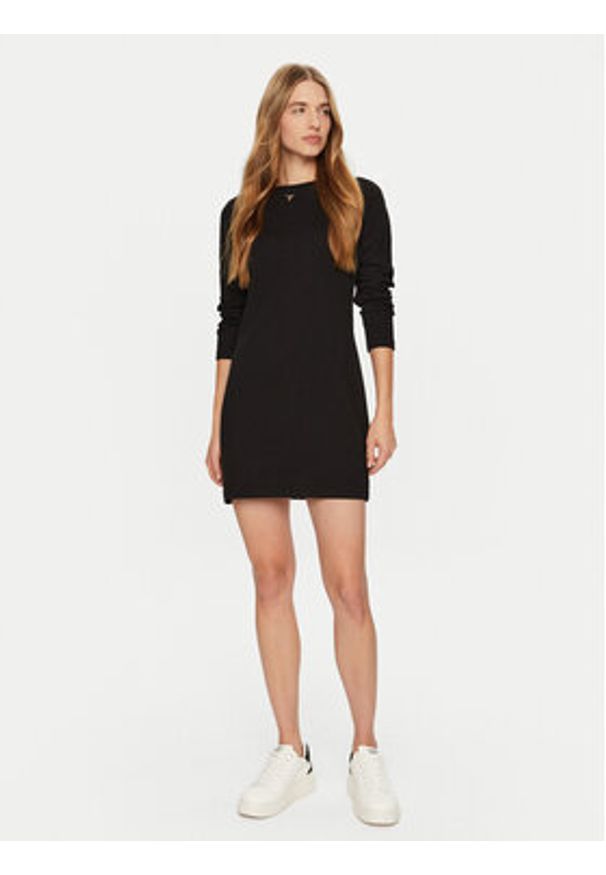 Guess Sukienka codzienna V4BK00 KCHQ1 Czarny Regular Fit. Okazja: na co dzień. Kolor: czarny. Materiał: bawełna. Typ sukienki: proste. Styl: casual
