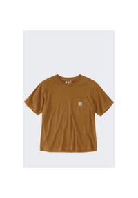 Koszulka damska bawełniana z kieszonką Carhartt Lightweight. Kolor: brązowy. Materiał: bawełna