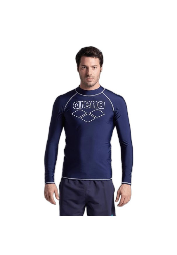 Koszulka kąpielowa z długim rękawem z grafiką Arena Rash. Kolor: wielokolorowy, niebieski, biały. Długość rękawa: długi rękaw. Długość: długie