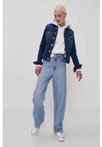 Tommy Jeans Kurtka jeansowa damska kolor granatowy przejściowa. Okazja: na co dzień. Kolor: niebieski. Materiał: materiał. Styl: casual