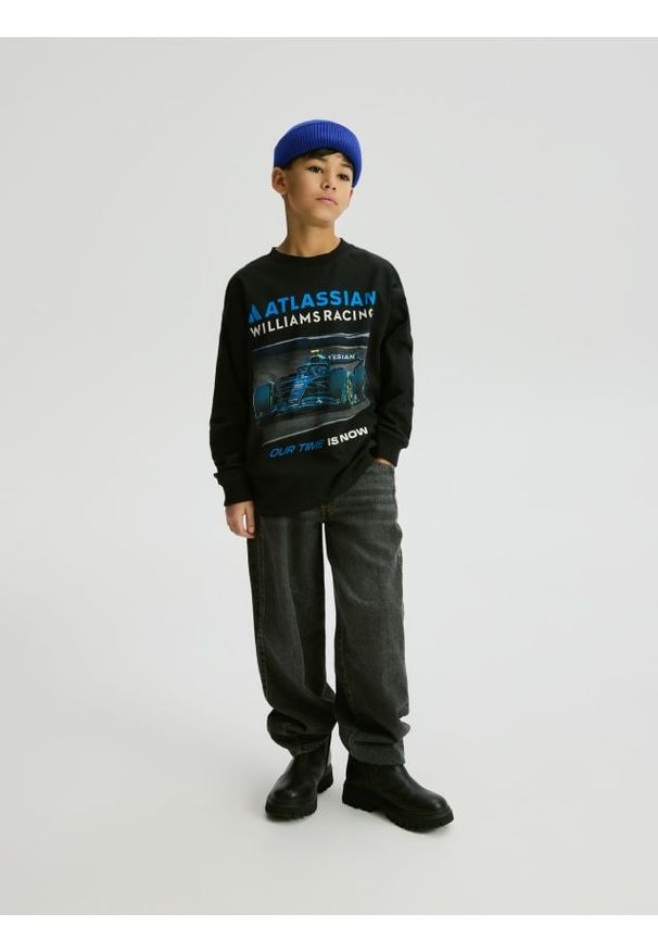 Reserved - Longsleeve Team Williams Racing F1 - czarny. Kolor: czarny. Materiał: bawełna, dzianina. Długość rękawa: długi rękaw