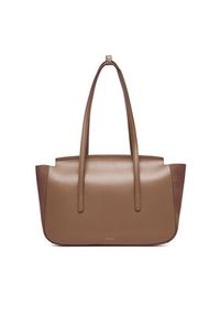 Calvin Klein Torebka Hardware Brushed Flap Tote Bag LV04F3336G Beżowy. Kolor: beżowy. Materiał: skórzane #3