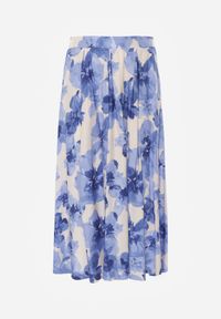 Born2be - Niebieska Rozkloszowana Spódnica z Wiskozy Zdobiona Kwiatowym Wzorem Palereia. Okazja: na co dzień. Kolekcja: plus size. Kolor: niebieski. Materiał: wiskoza. Długość: długie. Wzór: aplikacja, kwiaty. Styl: casual #6
