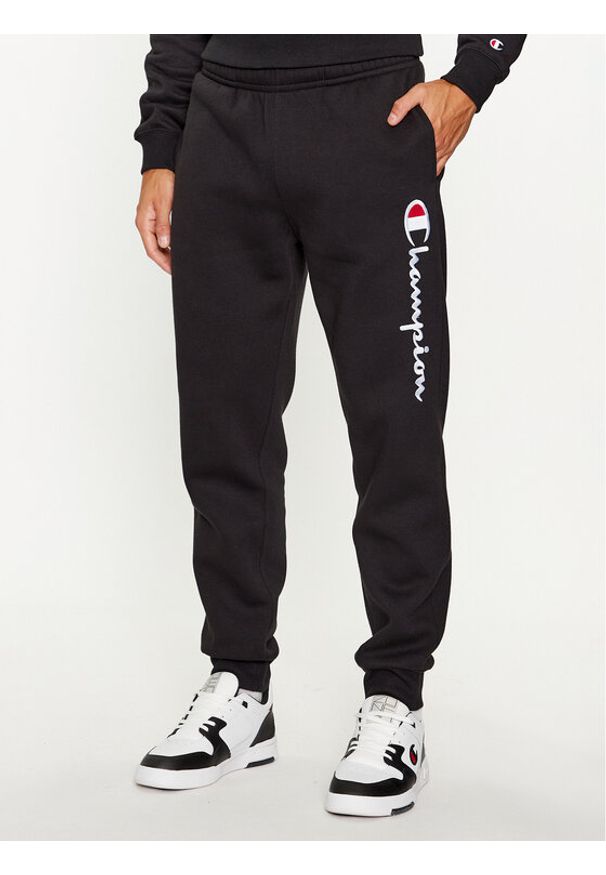 Champion Spodnie dresowe Rib Cuff Pants 219418 Czarny Comfort Fit. Kolor: czarny. Materiał: bawełna, dresówka