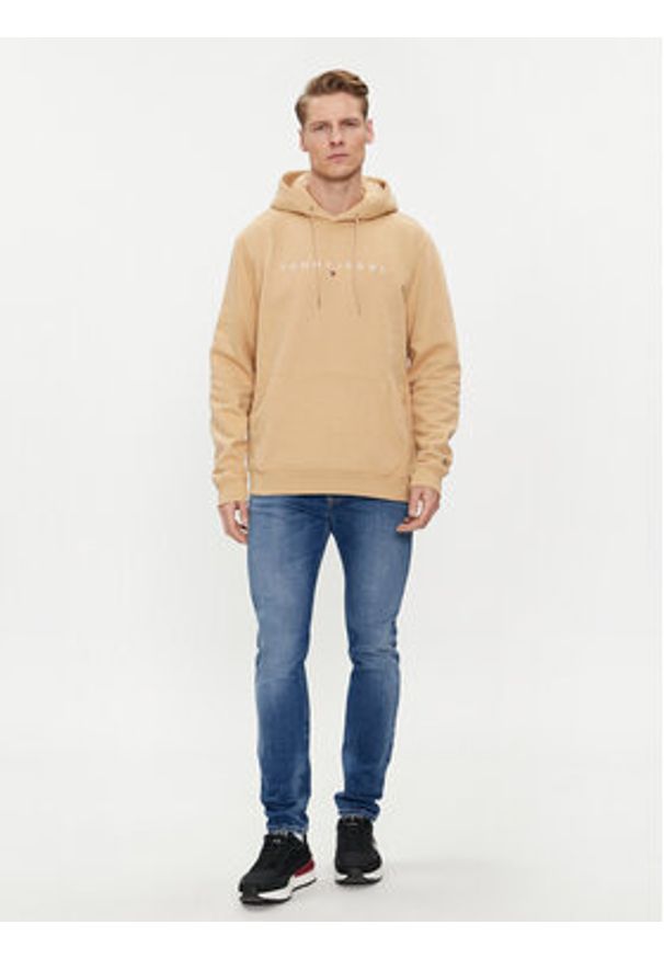 Tommy Jeans Bluza Linear Logo DM0DM17985 Beżowy Regular Fit. Kolor: beżowy. Materiał: bawełna