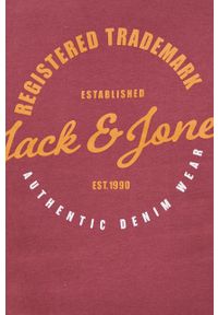 Jack & Jones Bluza męska kolor różowy z nadrukiem. Okazja: na co dzień. Kolor: różowy. Materiał: bawełna. Wzór: nadruk. Styl: casual