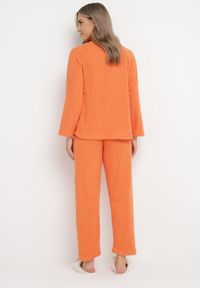 Born2be - Pomarańczowy 2-Częściowy Komplet Piżamowy Bluza z Naszywką i Spodnie z Gumką w Pasie Revaxa. Kolor: pomarańczowy. Długość: długie. Wzór: aplikacja #2