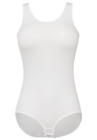 bonprix - Body bez fiszbinów, z bawełną. Kolor: biały. Materiał: bawełna. Wzór: gładki #1