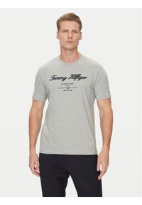 TOMMY HILFIGER - Tommy Hilfiger T-Shirt Script Logo MW0MW33691 Szary Regular Fit. Kolor: szary. Materiał: bawełna #1