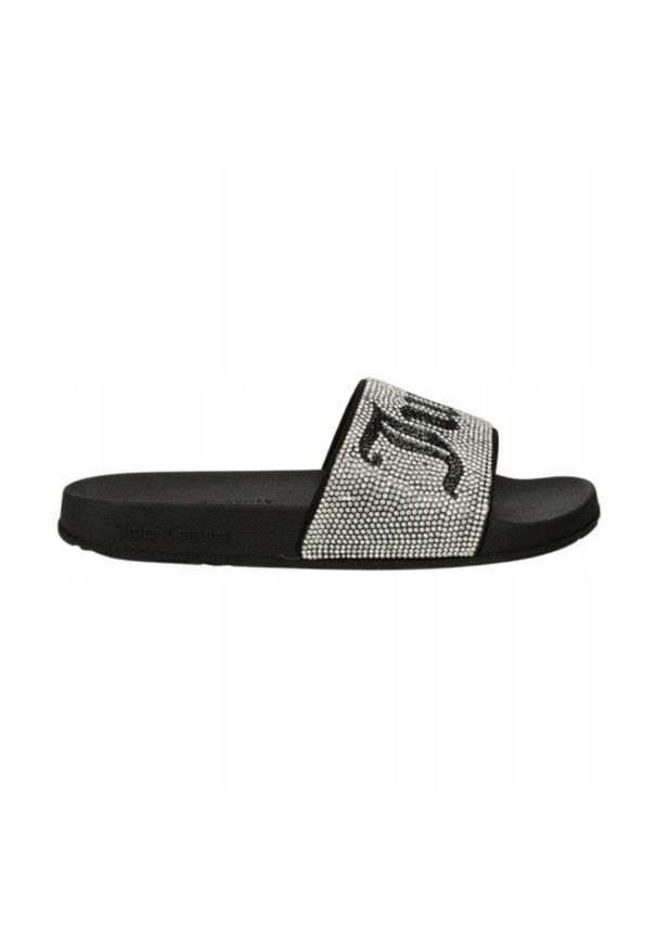 Juicy Couture - JUICY COUTURE Czarne klapki Donna Diamante Slider. Kolor: czarny