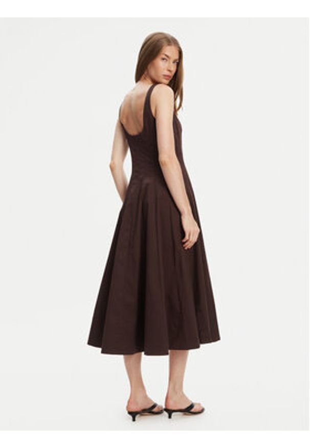 STAUD Sukienka codzienna Wells R24F2101PO Brązowy Regular Fit. Okazja: na co dzień. Kolor: brązowy. Materiał: bawełna. Typ sukienki: proste. Styl: casual