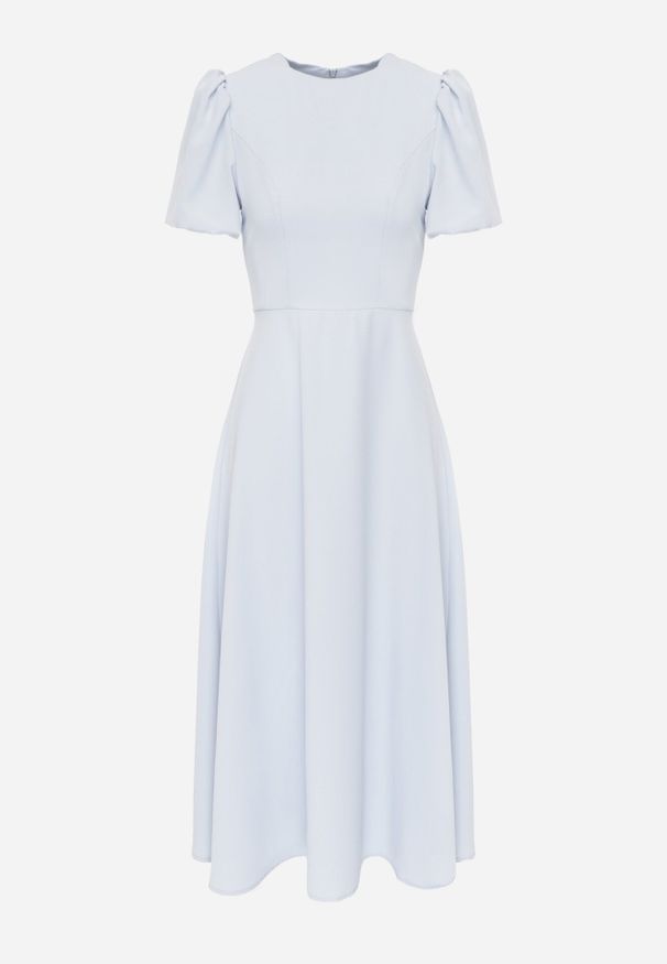 Born2be - Niebieska Elegancka Sukienka VICES o Rozkloszowanym Kroju z Krótkim Rękawem Aezith. Okazja: na ślub cywilny, na komunię, na wesele. Kolor: niebieski. Długość rękawa: krótki rękaw. Typ sukienki: proste, rozkloszowane. Styl: elegancki
