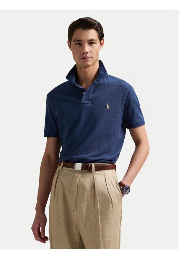 Polo Ralph Lauren Polo 710536856459 Granatowy Slim Fit. Typ kołnierza: polo. Kolor: niebieski. Materiał: bawełna