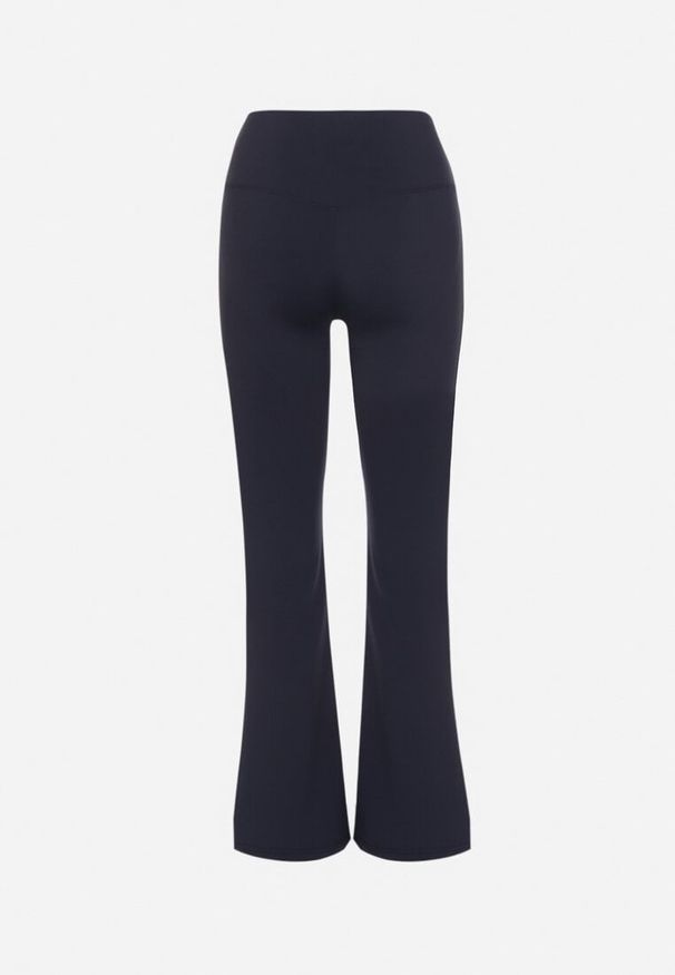 Born2be - Granatowe Spodnie Legginsy Typu Dzwony z Wysokim Stanem Melonell. Stan: podwyższony. Kolor: niebieski
