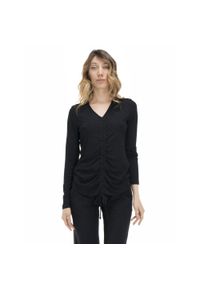 LEONE 1947 APPAREL - Damski, sznurowany t-shirt w odcieniach ziemi. Kolor: czarny. Materiał: tkanina. Sport: joga i pilates #1