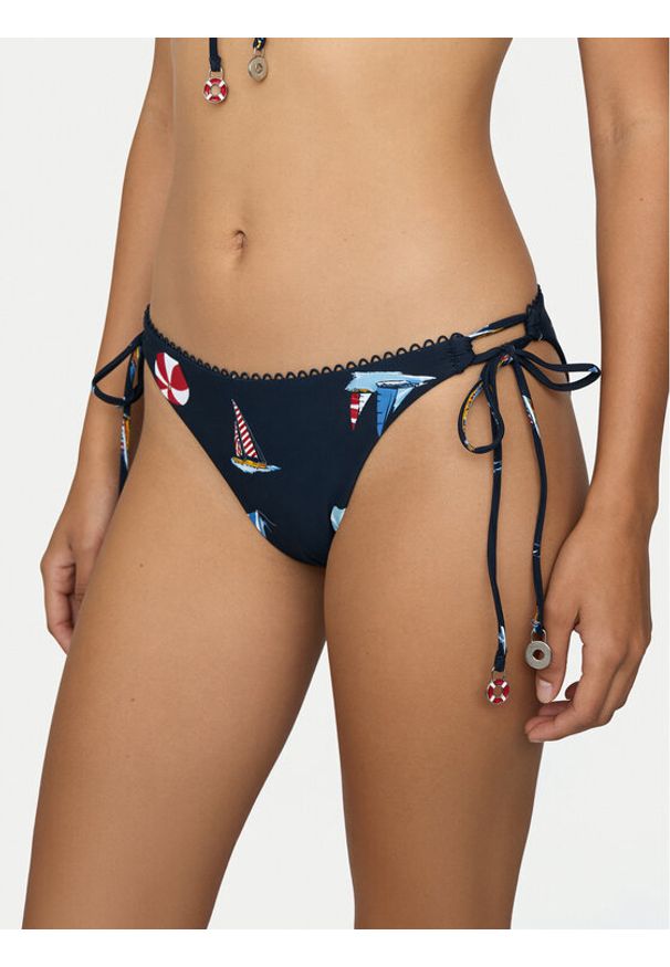 Seafolly Dół od bikini Beach Club 40760-303 Granatowy. Kolor: niebieski. Materiał: syntetyk