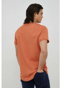 G-Star RAW - G-Star Raw t-shirt bawełniany kolor brązowy gładki. Kolor: pomarańczowy. Materiał: bawełna. Wzór: gładki #3