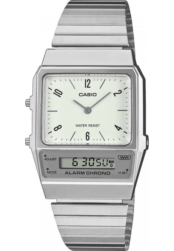Zegarek Casio Vintage Zegarek damski Casio AQ-800E-7A2EF srebrny. Kolor: srebrny. Styl: vintage