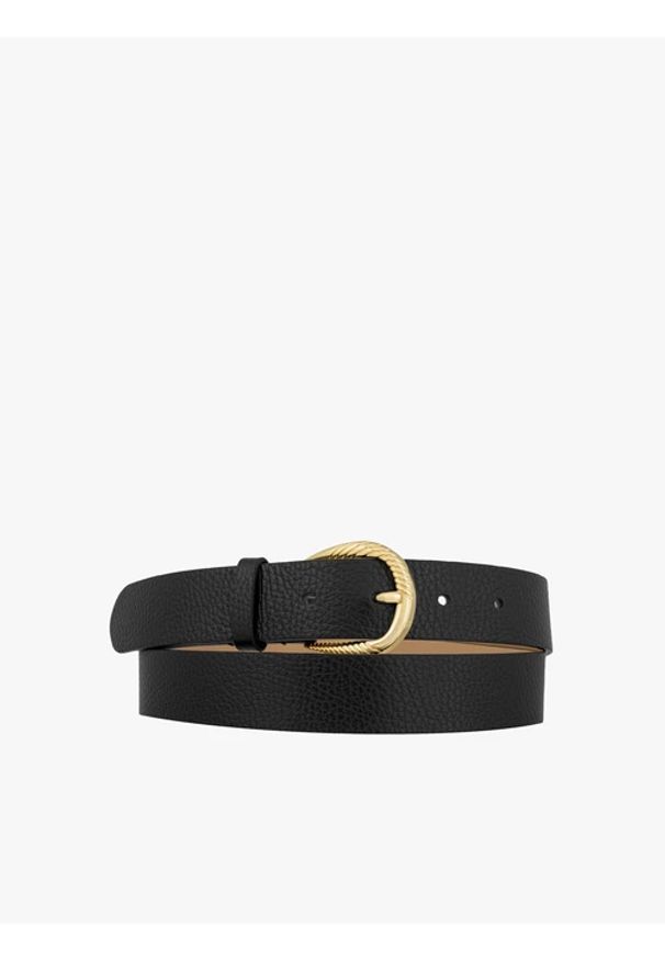 Ryłko - Czarny pasek z skóry licowej. Kolor: czarny. Materiał: skóra