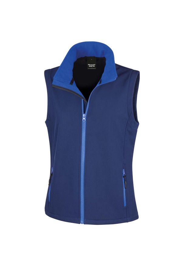 RESULT - Kamizelka damska puchowa Result Softshell. Kolor: niebieski. Materiał: softshell, puch. Styl: elegancki