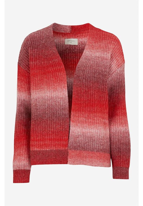 Freequent - Sweter Cool. Kolor: czerwony. Materiał: dzianina. Długość rękawa: długi rękaw. Długość: długie. Wzór: melanż
