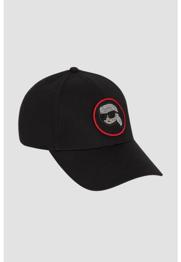 Karl Lagerfeld - KARL LAGERFELD Czapka z daszkiem damska ze zmiennym logo na rzep Ikon. Kolor: czarny. Wzór: aplikacja
