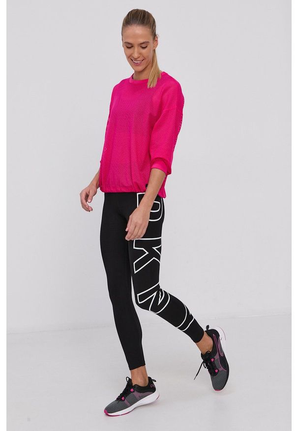 DKNY - Dkny Legginsy damskie kolor czarny z nadrukiem. Stan: podwyższony. Kolor: czarny. Wzór: nadruk