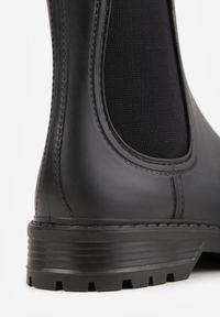 Born2be - Czarne Płaskie Kalosze w Stylu Sztybletów Irinelle. Okazja: na co dzień. Kolor: czarny. Materiał: jeans, skóra. Styl: casual, klasyczny, elegancki #5