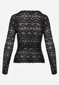 Born2be - Czarna Bluzka Koronkowa z Transparentnego Materiału Hermatea. Okazja: na co dzień. Kolor: czarny. Materiał: materiał, koronka. Styl: casual, elegancki, klasyczny #5