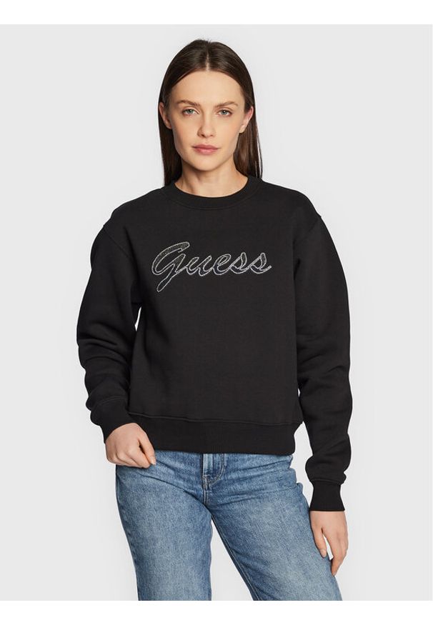 Guess Bluza W3RQ10 K9Z21 Czarny Regular Fit. Kolor: czarny. Materiał: syntetyk, bawełna